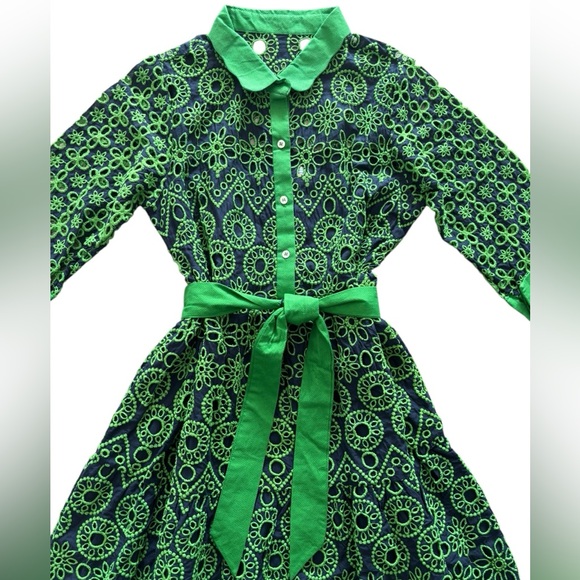 GRETCHEN SCOTT LITTLE BO PEEP MIDI DRESS CONTRAST NWT SIZE LARGE 100% COTTON - Picture 2 of 16